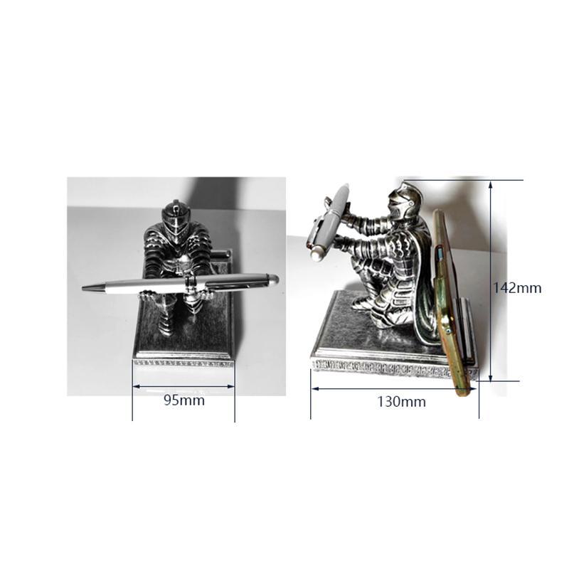 Pen Holder, Ornaments, 1Pc Executive Knight With Helmet, Bronze Statue, Home, Study, Office Decoration, Wearing Armor, Hero,