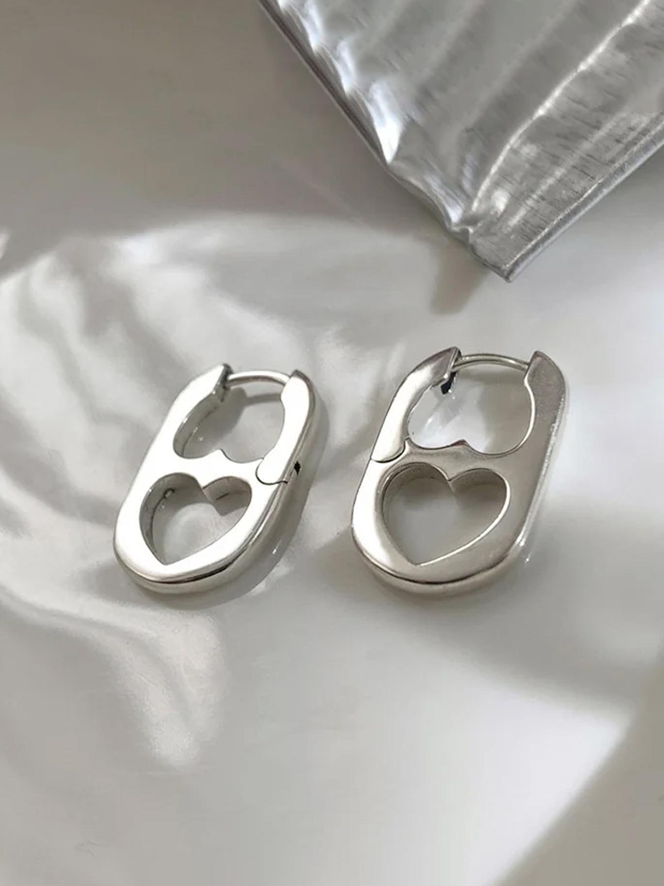 Simple Fashion Heart Shaped Hoop Earrings, Elegant Minimalist Earrings, Fashion Jewelry for Party, Daily Clothing Decor, Trendy All-match & Exquisite Jewelry for Birthday Gift, Heart Design Earrings