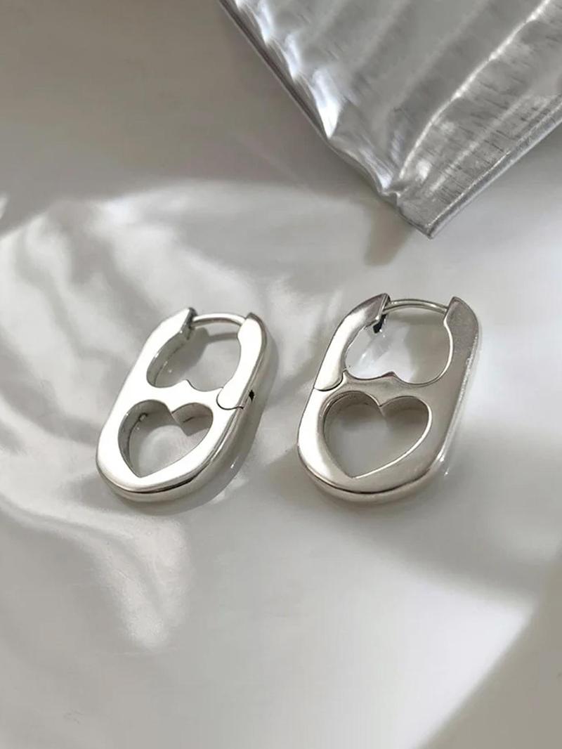 Simple Fashion Heart Shaped Hoop Earrings, Fashion Jewelry for Party, Daily Clothing Decor, Trendy All-match & Exquisite Jewelry for Birthday Gift