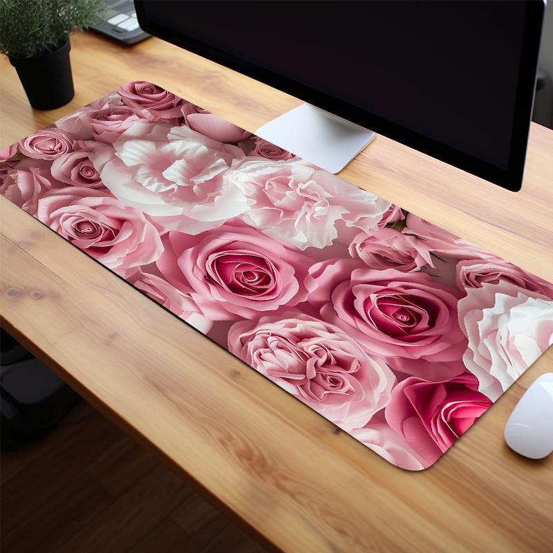 Floral Pattern Mouse Pad, Rectangle Gaming Mouse Pad, Office Desk ...
