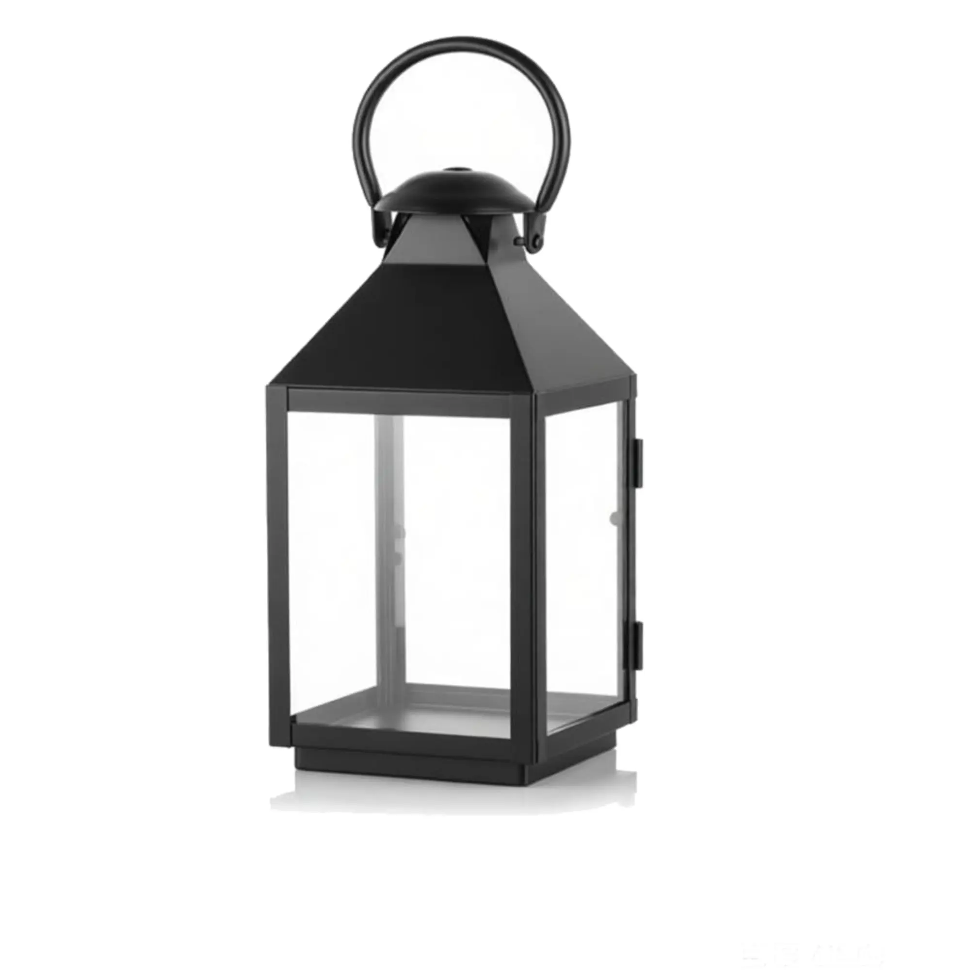 Portable Enclosed Candle Lantern Holder - Iron Tabletop Decor with Shatterproof Acrylic Door - Indoor/Outdoor Farmhouse Lantern, Small, Christmas Accent