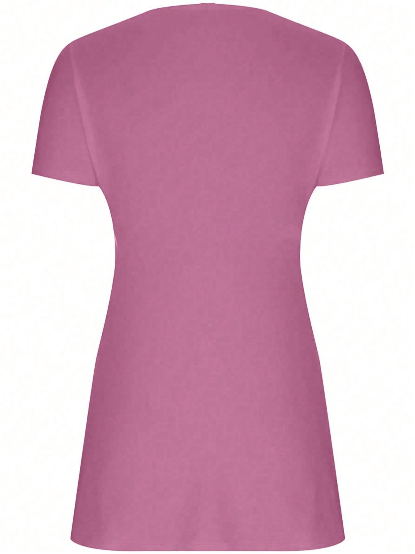 【Plus Size】 Solid Twist Front V Neck Tee, Elegant Casual Short Sleeve T-shirt for Summer, Casual Fashionable Top, Women's Plus Clothing for Daily Wear, Lady