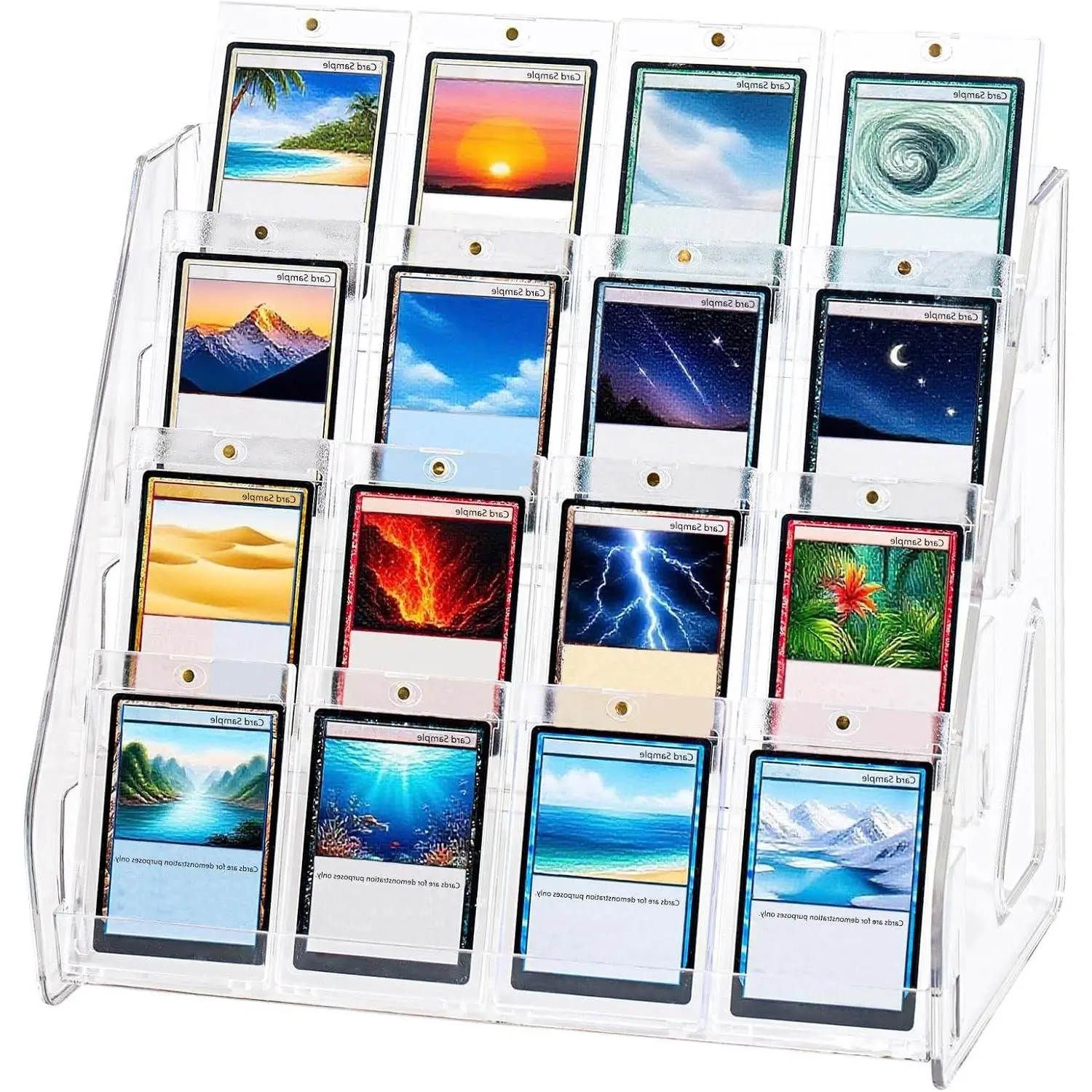 4-Tier Acrylic Trading Card Display Stand, Holds 16 Cards, 1 PackGift