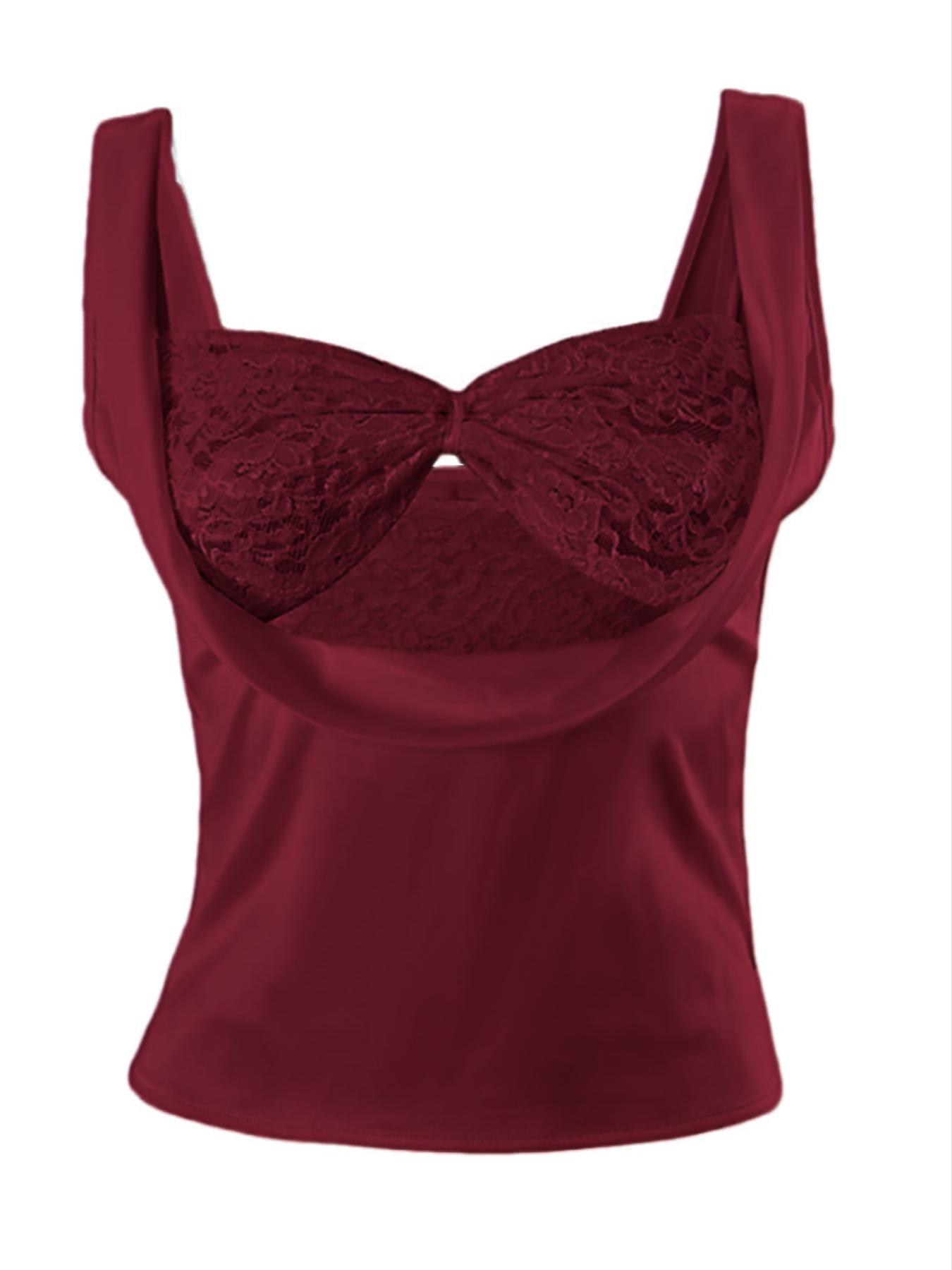Women's Sexy Backless Lace Strap Bra and Bow Decor Cami Cropped Tank Top Set, Slim-Fit Summer Fashion Outfit, Perfect for Parties, Bustier, Womenswear, Garment, Backless Sleeveless Cami
