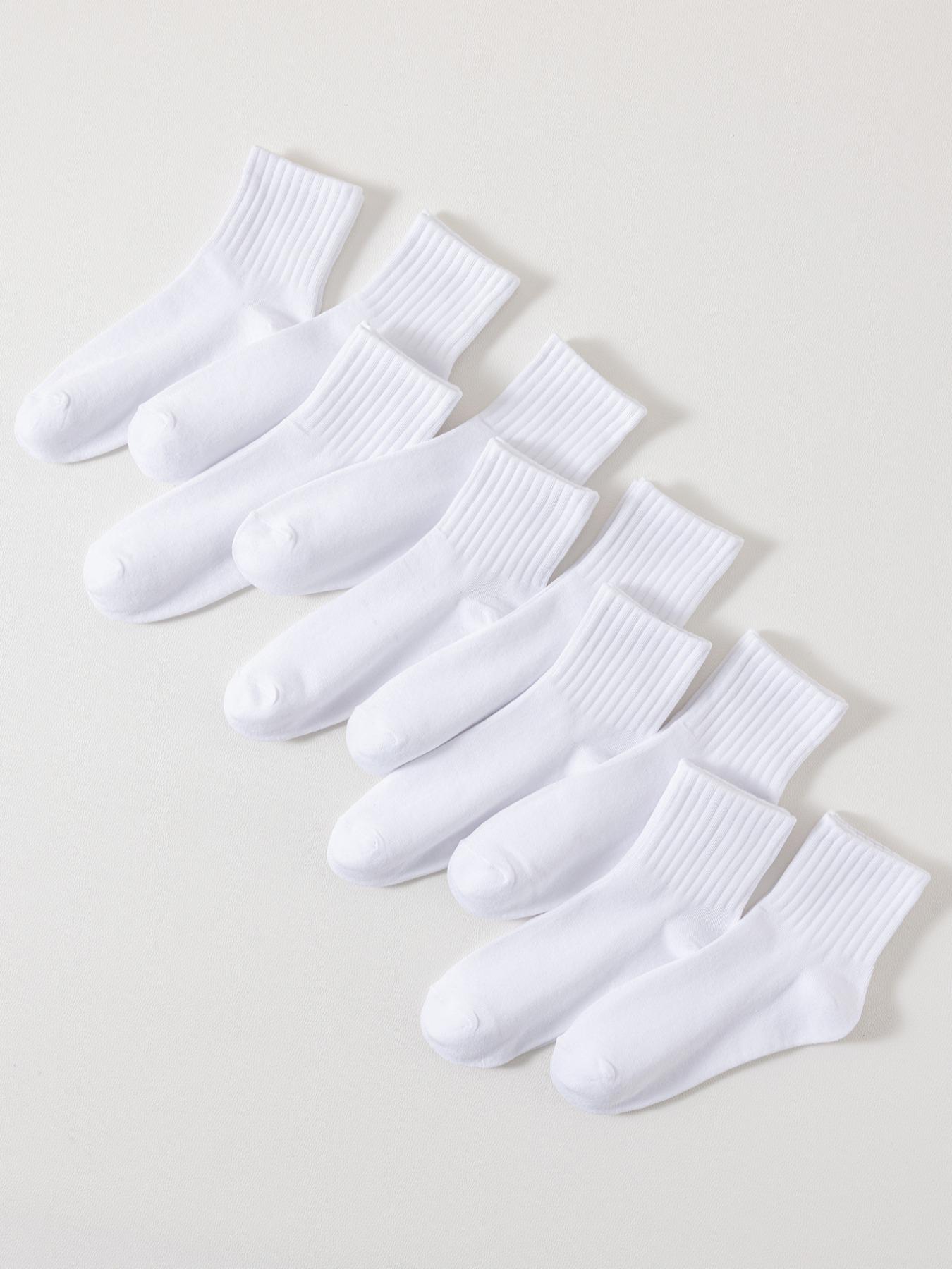 Women's 10 Pairs Solid Crew Socks, Fashion Casual Cozy Mid-calf Socks for Daily Wear, Women's Socks & Hosiery for Spring Fall
