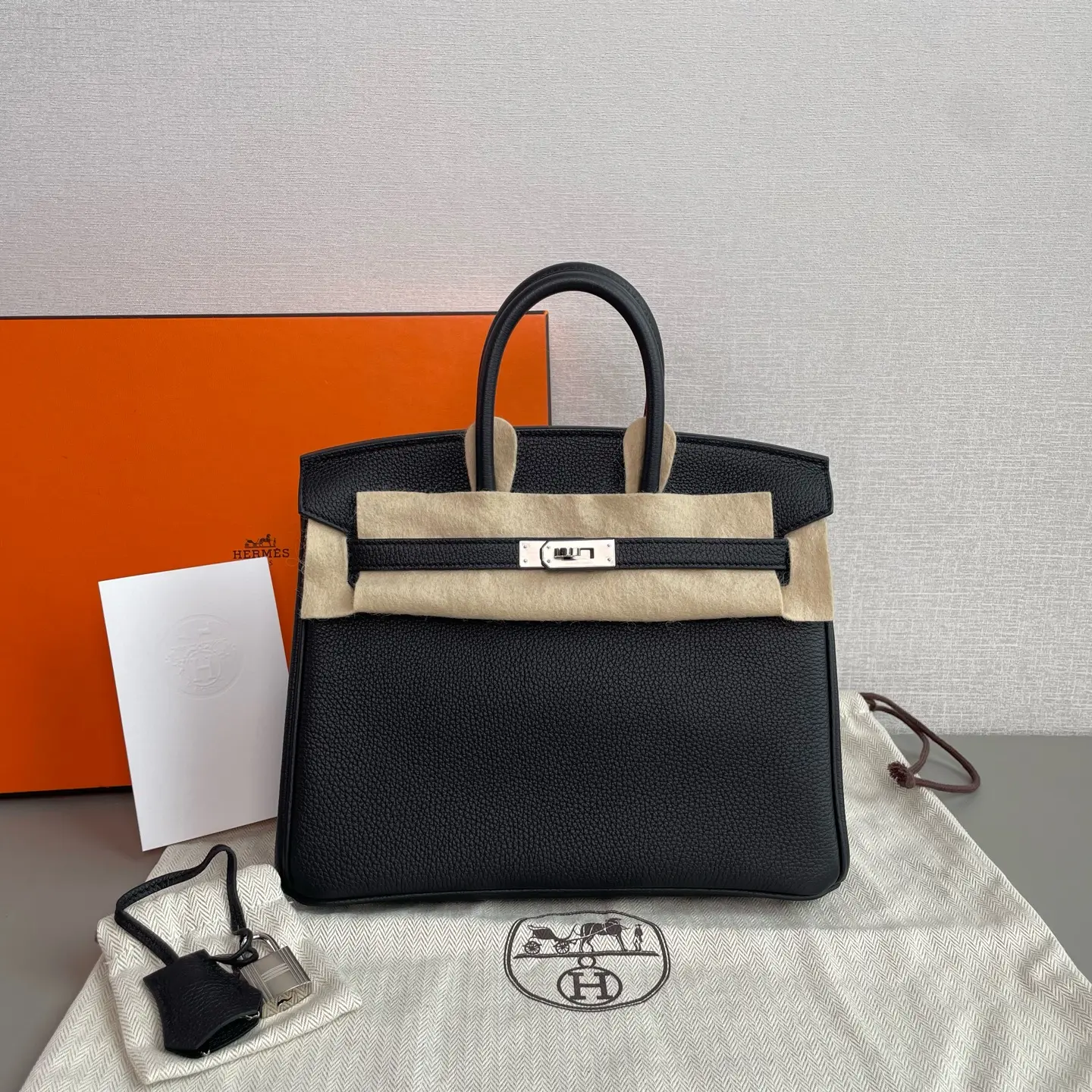 Pre-owned Hermes birkin25 Black Silver Hardware togo Luxury Bag P06E12002