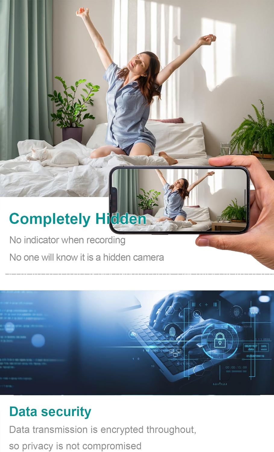 4K Wireless Hidden Cameras Mini Small Spy Security Wall Outlet WiFi Camera Indoor Camera for Home Security[Upgraded] (CAM)