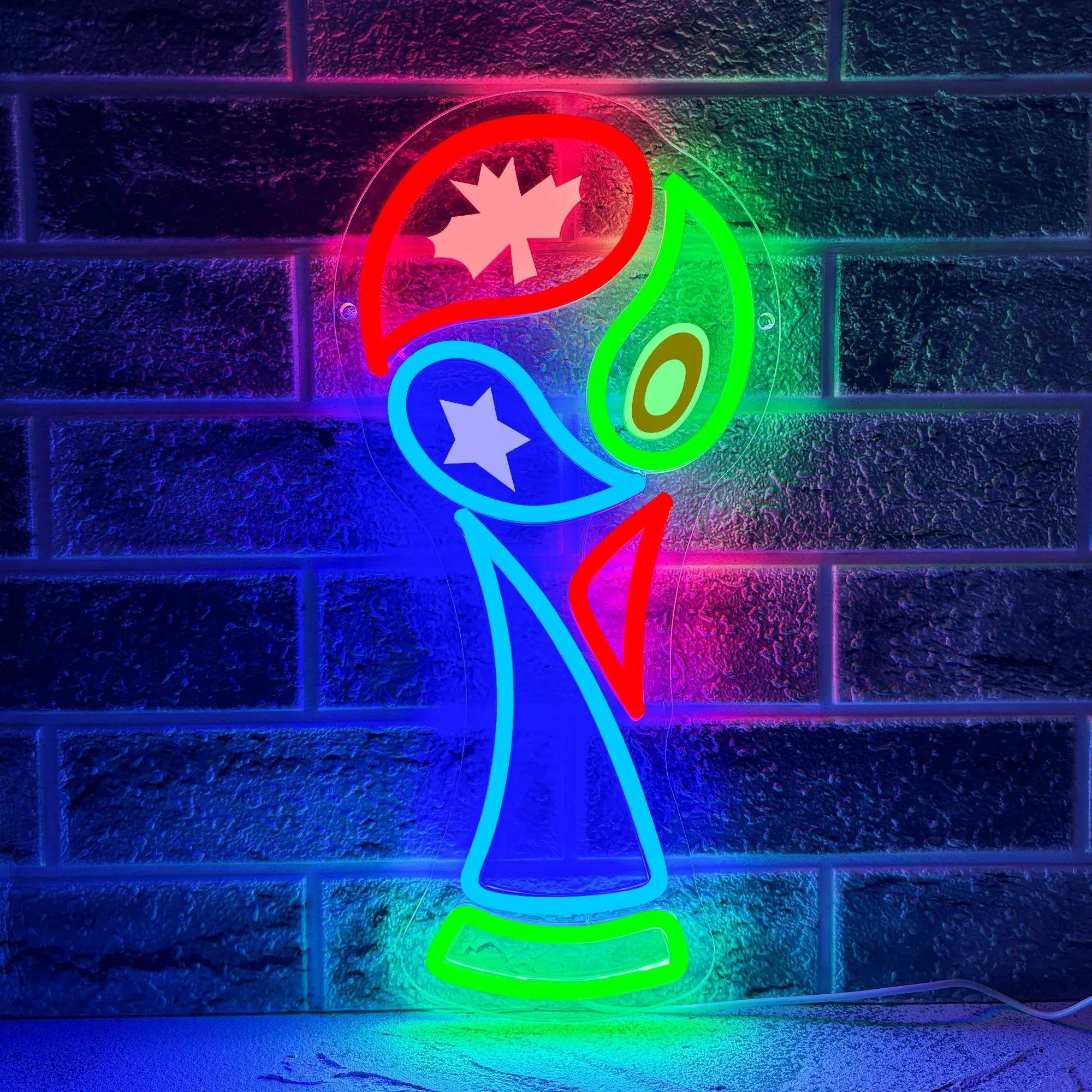 World Cup trophy neon sign, LED neon light suitable for bedrooms, sports bars, game rooms, gifts for football fans, and wall decoration.