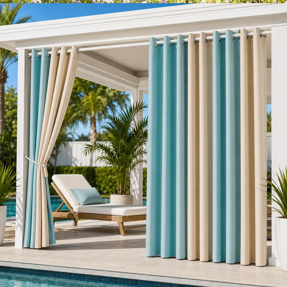 Snooztex Modern Polyester Flat-Woven Sun-Shade Color Block Curtains - Multi-Size, Indoor/Outdoor, Patio Area & Home Decoration Use