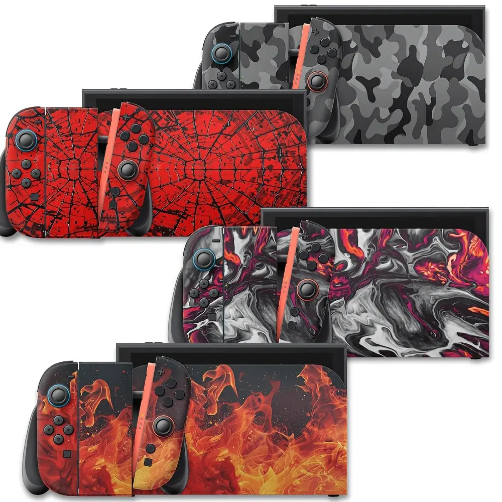 Multi-Design Vinyl Skin Sticker Set Compatible with Switch 2 Model, Decals for Console, Dock, and Joy-Con Controllers, Stickers Only, Devices Not Included