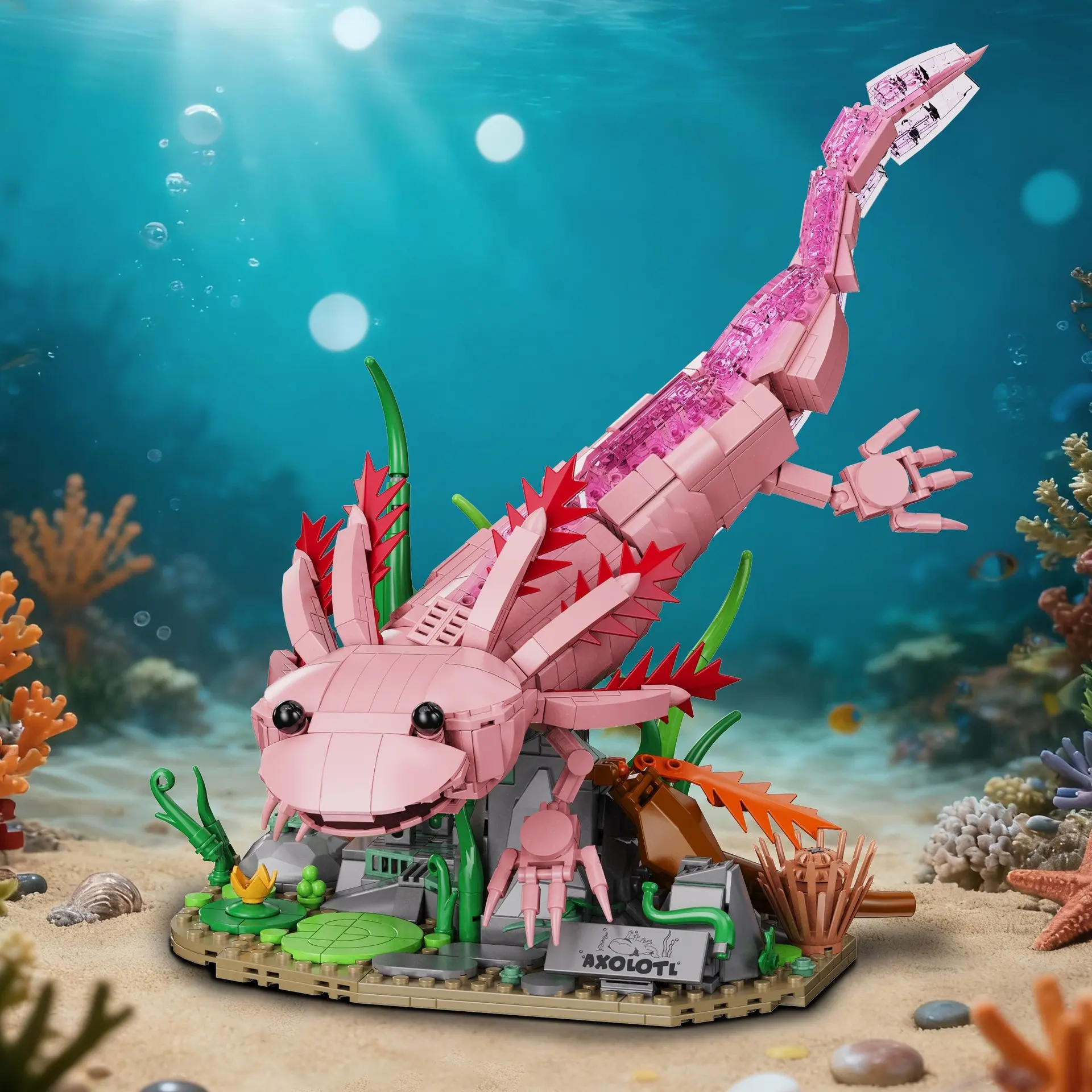 Creative Axolotl Small Particle Building Blocks Toy, Animal Model Construction Set, Fun Educational Playset for Kids