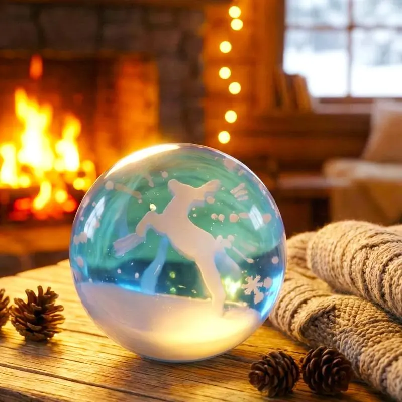 Pawtoto Winter Reindeer Snow Globe Squishy Toy - Sensory Bundle with Creamy Clay Feel, Stress Relief Classic Novelty Toy for Mind Calming