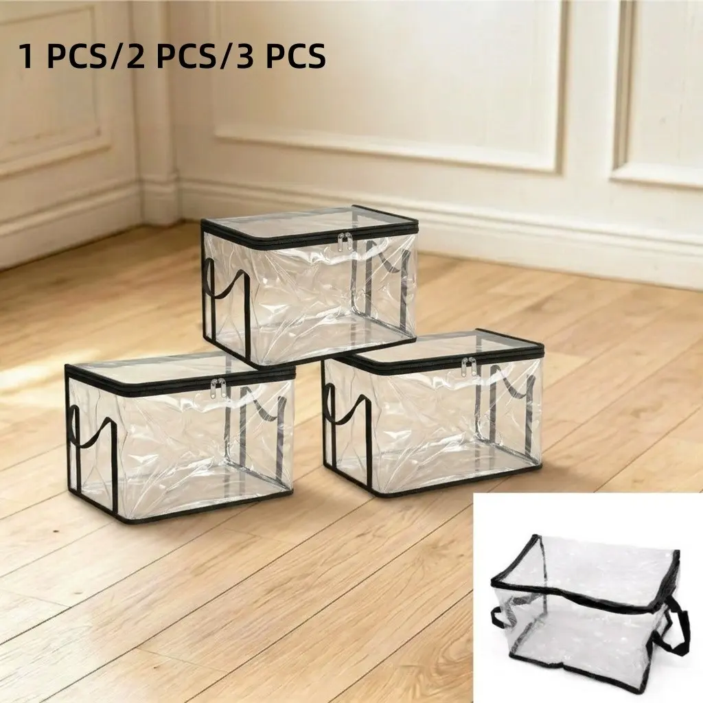 Transparent Thick Plastic Storage Box with Lid, Large Capacity Organizer for Home Camping Travel, Moving Essentials, Durable and Practical, Clear Storage, Container Organizer, Heavy Duty Storage