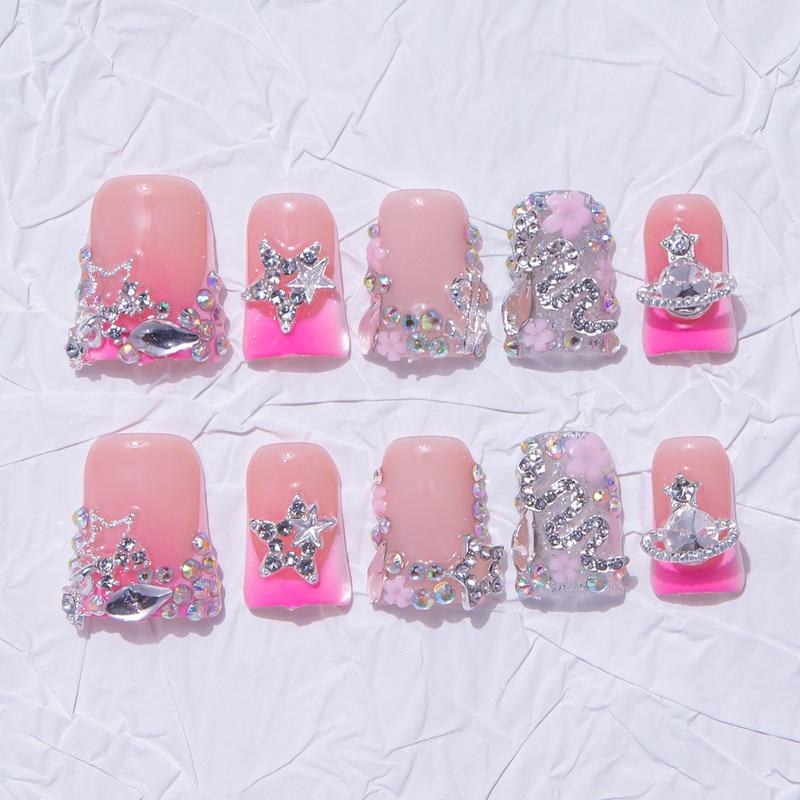 Nailssbysheccid, 10pcs-Y2K press on nails, duck nails, 100%handmade, with French, 3D, smudt, hand-drawn designs, perfect for family dinners, dates, weddings, and the best gift for girls! Jelly gel, crystal sticks and rolling sticks are given as gifts. Nailssbysheccid, 10pcs-Y2K press on nails, duck nails, 100%handmade, with French, 3D, smudt, hand-drawn designs, perfect for family dinners, dates, weddings, and the best gift for girls! Jelly gel, crystal sticks and rolling sticks are given as gifts.