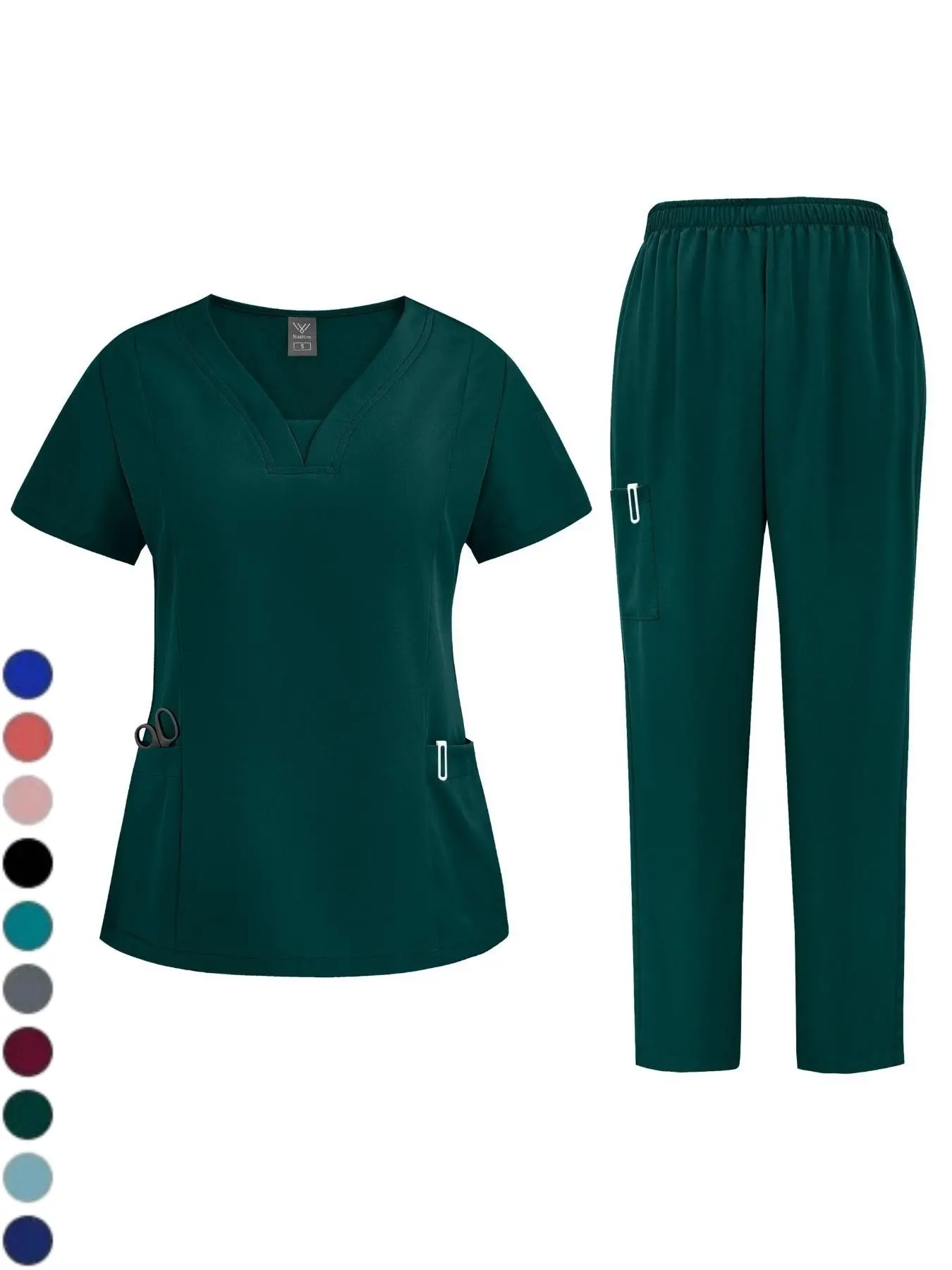 Surgical Uniforms Woman Womenswear Scrub Set Medical Nurse Beauty Salon Workwear Pocket Design Clinical Scrubs Vneck Top Pants Spa Doctor Nursing Clinical Suit Trouser