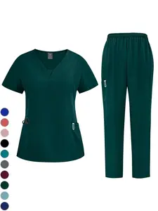 Surgical Uniforms Woman Womenswear Scrub Set Medical Nurse Beauty Salon Workwear Clinical Scrubs Top Pants Spa Doctor Nursing Clinical Suit