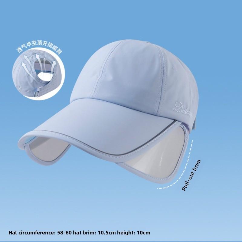 Outdoor sun hat golf sun protection sun hat women's summer wide brim sports empty top pull-up cap