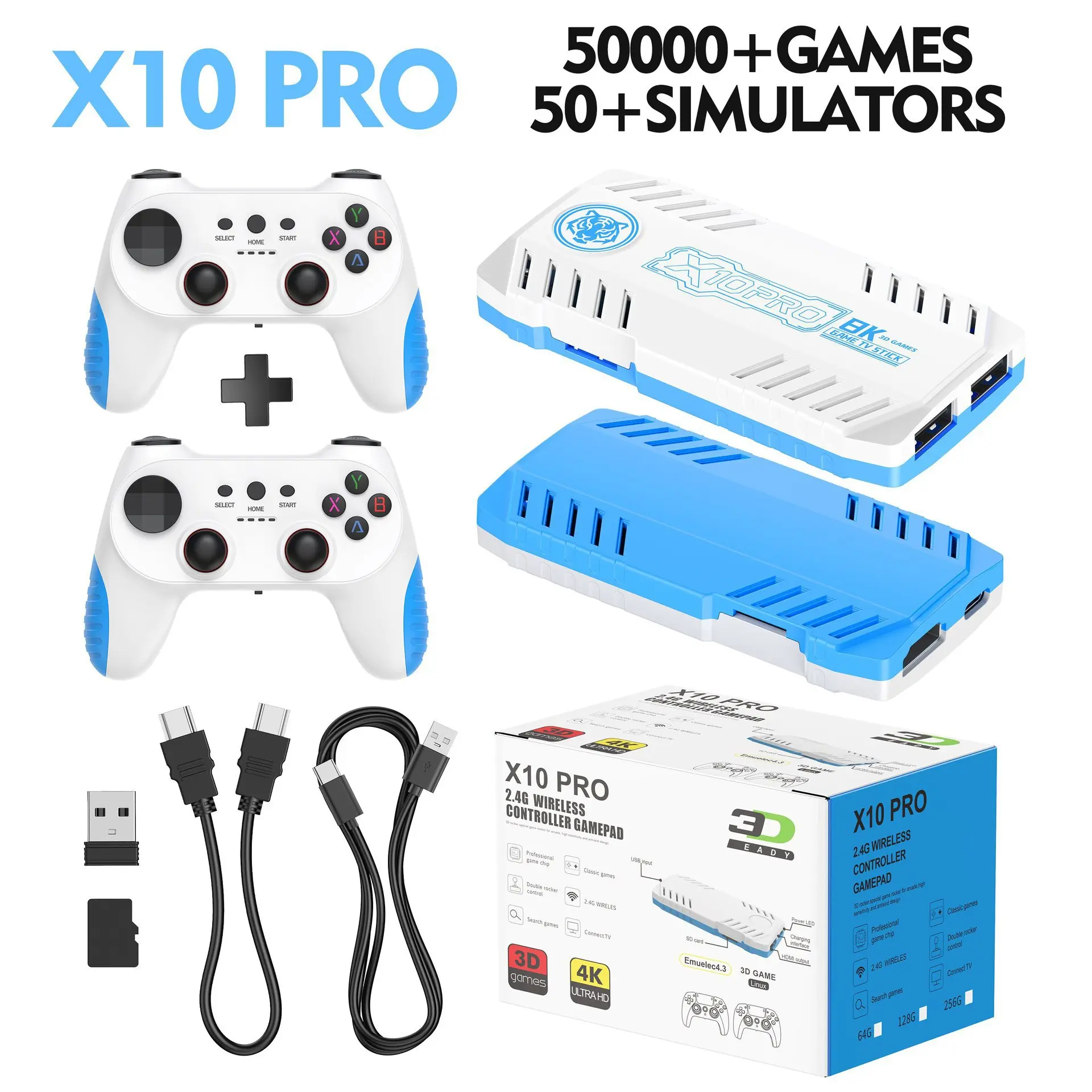 X10 PRO Wireless Controller Home Games Console, 2-Player 3D Retro Gaming Console, HD TV-Connect Home Battle Game System, Controller Home Games Consoles