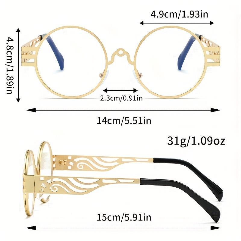Unisex Vintage Steampunk Gothic Glasses - Gold Metal Ornate Temple Non-Prescription
