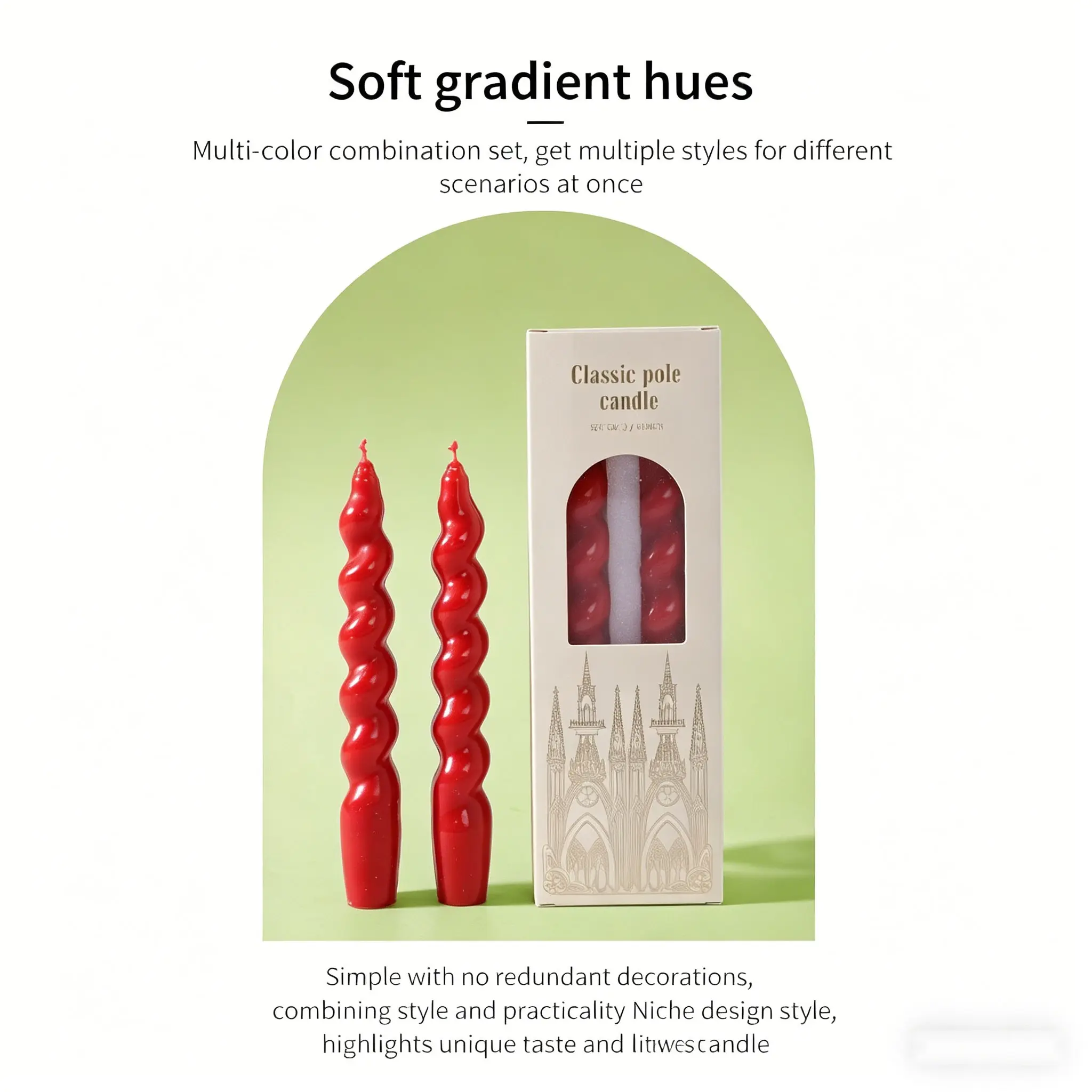 Smoke-Free Spiral Rod Scented Candles, High-Density Wax, Food-Grade Cotton Wick, 10+ Colors, Ideal for Parties and Gifts