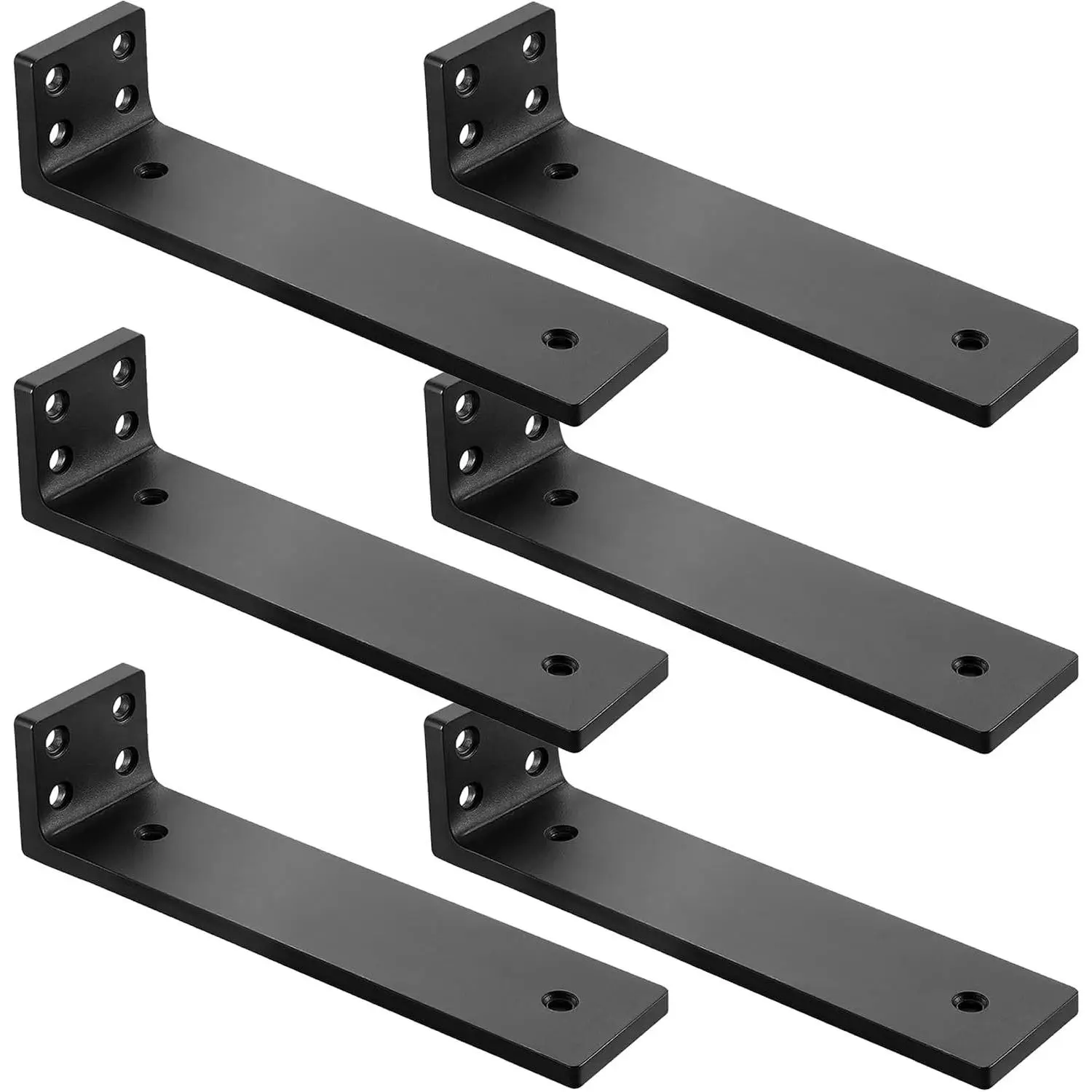 Floating Shelf Brackets 8 inch, Heavy Duty Wall Shelf Bracket 6 Pack for Shelves Support, Hidden Metal L Brackets with Mounting Hardware (1/5'' Thick)