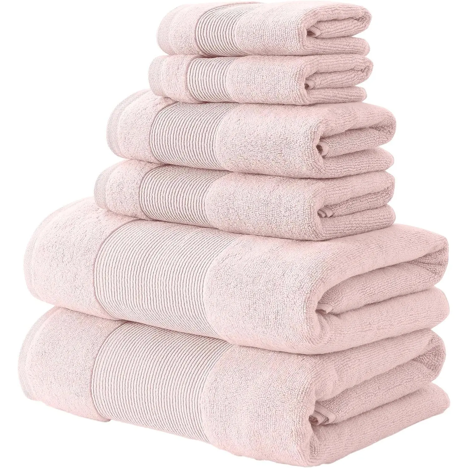 Air Cloud 6-Piece Towel Set - 100% Zero-Twist Cotton, 500 GSM, Quick Dry & Plush, Blush