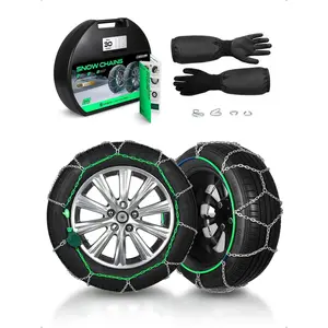 12mm Metal Mesh Design Automatic Snow Chains Set of 2, Easy Installation Auto-Tightening Tire Chains for Pickup & SUV, Anti-Slip Traction in Snow, Mud & Sand | SWC0007