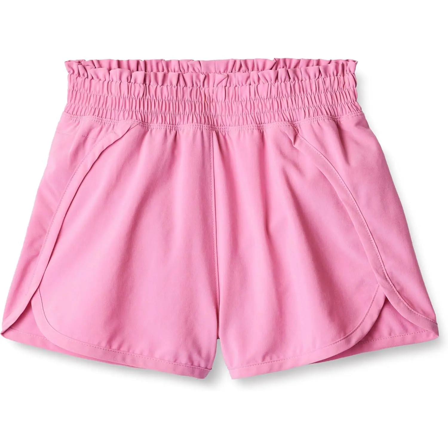 Essentials Girls' High-Rise Woven Stretch Shorts - Elastic Waistband, Performance Fabric for Active Play, Mid-Thigh Length