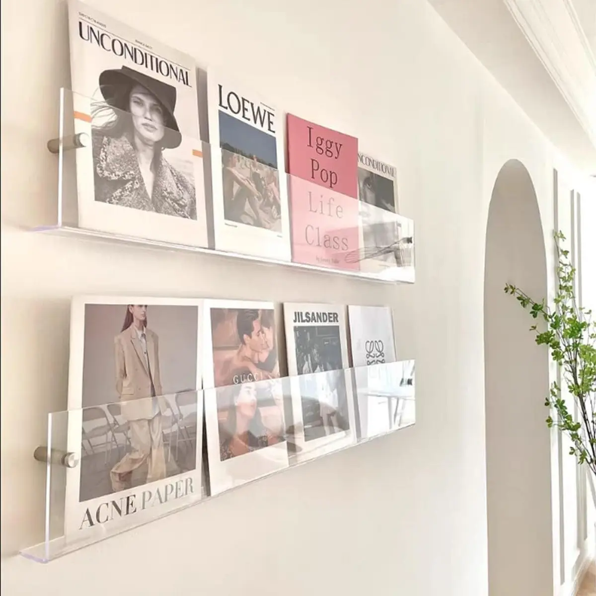 Wall-Mounted Acrylic File Rack, Transparent Bookshelf for Home Office, Creative Magazine Stand for Dorms, Fashionable Album Organizer, Files Organizer