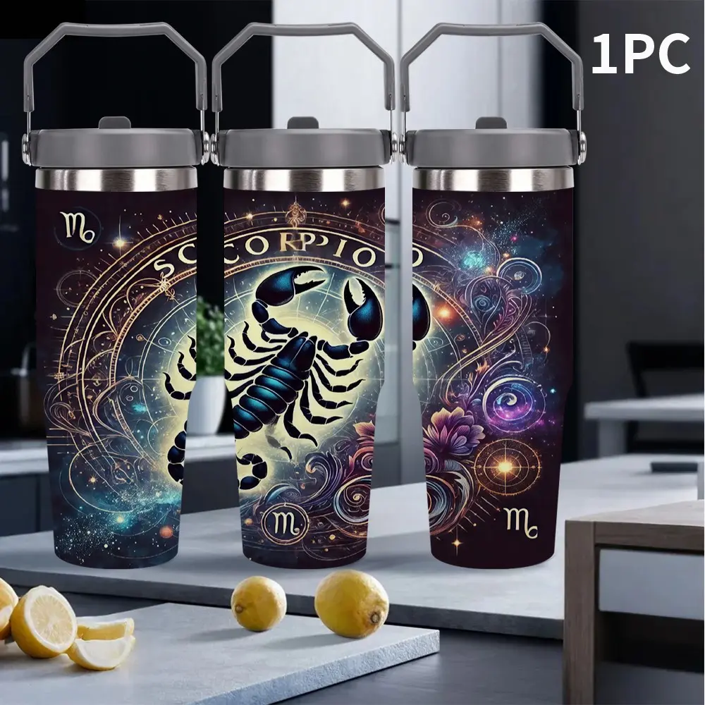 1pc 30oz Stainless Steel Water Bottle - Vacuum Insulated, Leak-Proof Lid, Portable Tumbler for Hot & Cold Drinks, Durable Stainless Steel, Ideal for Travel & Leakproof Drinkware Durable Construction,Outdoor camping Coffee Cups & Mugs