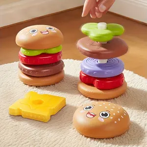 Fun Home Stackable Burger Shape Toy, Layered Puzzle for Fine Motor Skills, Non-Toxic Plastic, Ideal for Kids, Birthday/halloween Gift