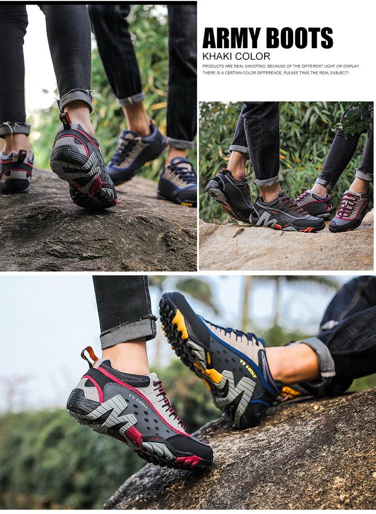 2026 Factory direct sale genuine leather fashionable high-end couple's outdoor hiking shoes waterproof work shoes hiking casual sports shoes