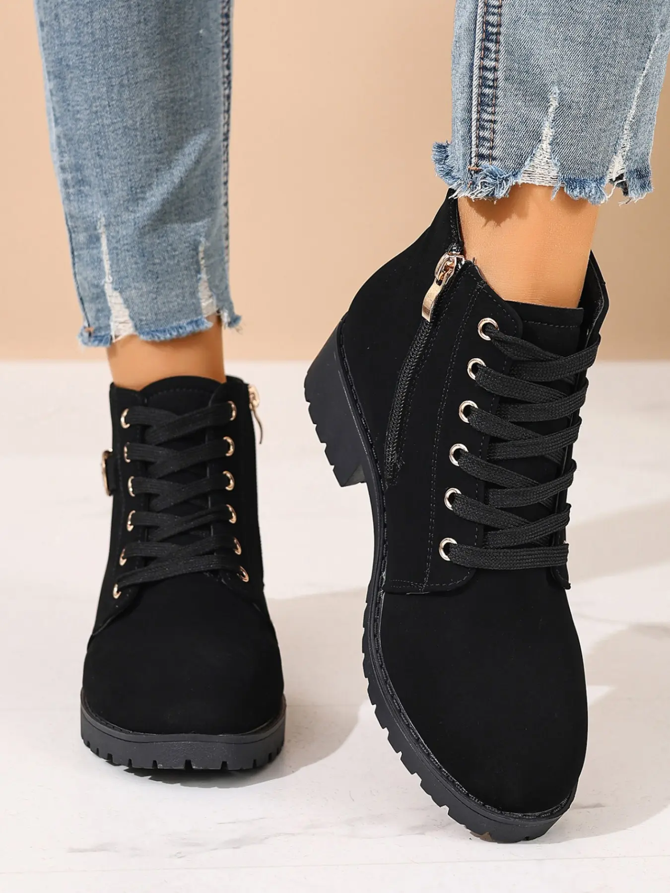Women's Short Boots, Fall Winter Versatile Anti-Slip Work Boots, Daily Commute Street Style Comfortable Casual Boots