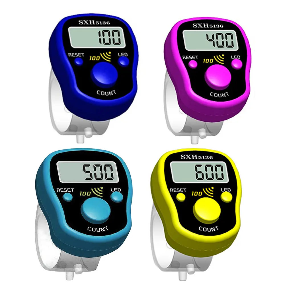 Mini Digital Display Finger Ring Tally Counter  LED Light with Sound Tasbih Counter