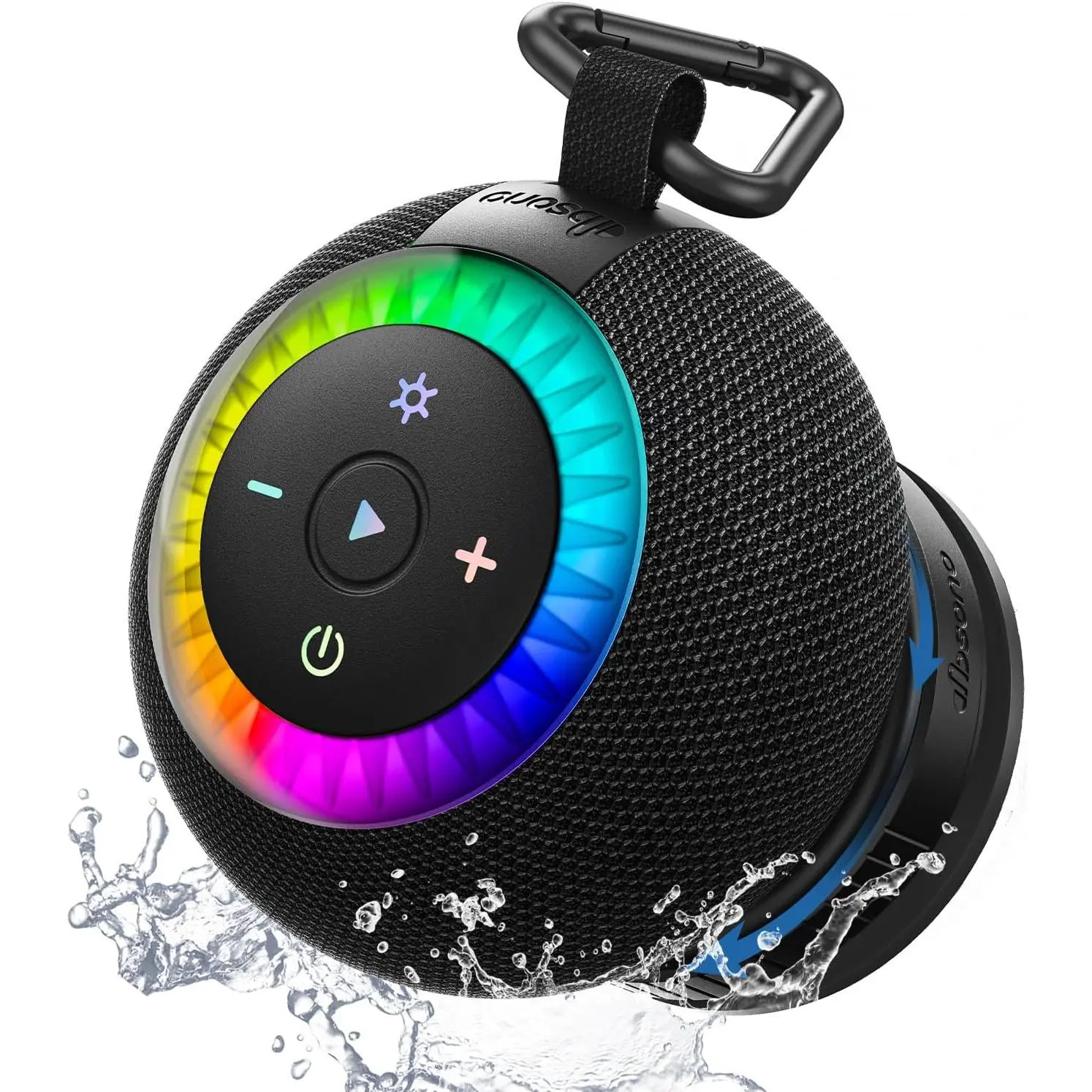 Shower Speaker  IPX7: Removable Vacuum-Lock Suction Cup, 360° Surround Sound, RGB Light, Portable  Speaker for Beach, Pool, Kayak,  to School Gifts for Adult Teen-Black