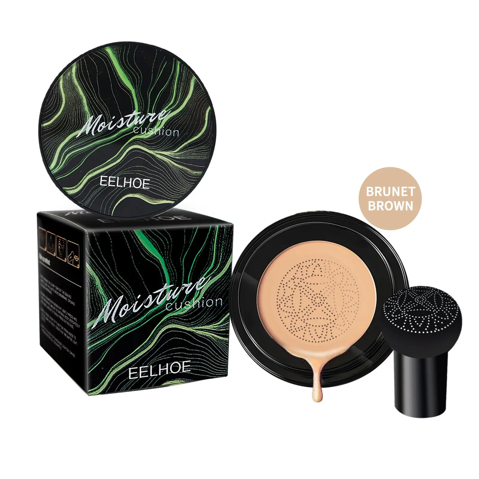 Mushroom Head Air Cushion CC Cream Foundation with Brush, Flawless Coverage BB Cream, Long Lasting, Nude Makeup, Moisturizing Oil-Control, For All Skin Type (Nature)