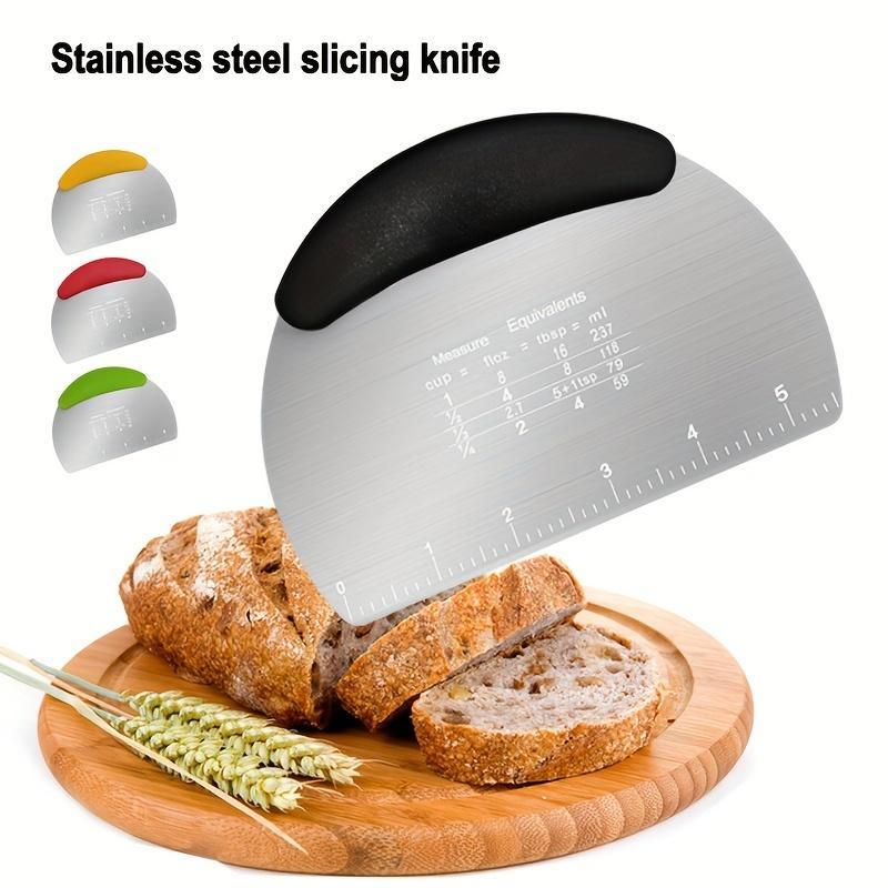 1pc, Dough Scraper, Stainless Steel Cutter, Food Scraper, Pastry Dividing Tool, Western Pastry Bread Dividing Board, Baking Tool, Kitchen Gadget