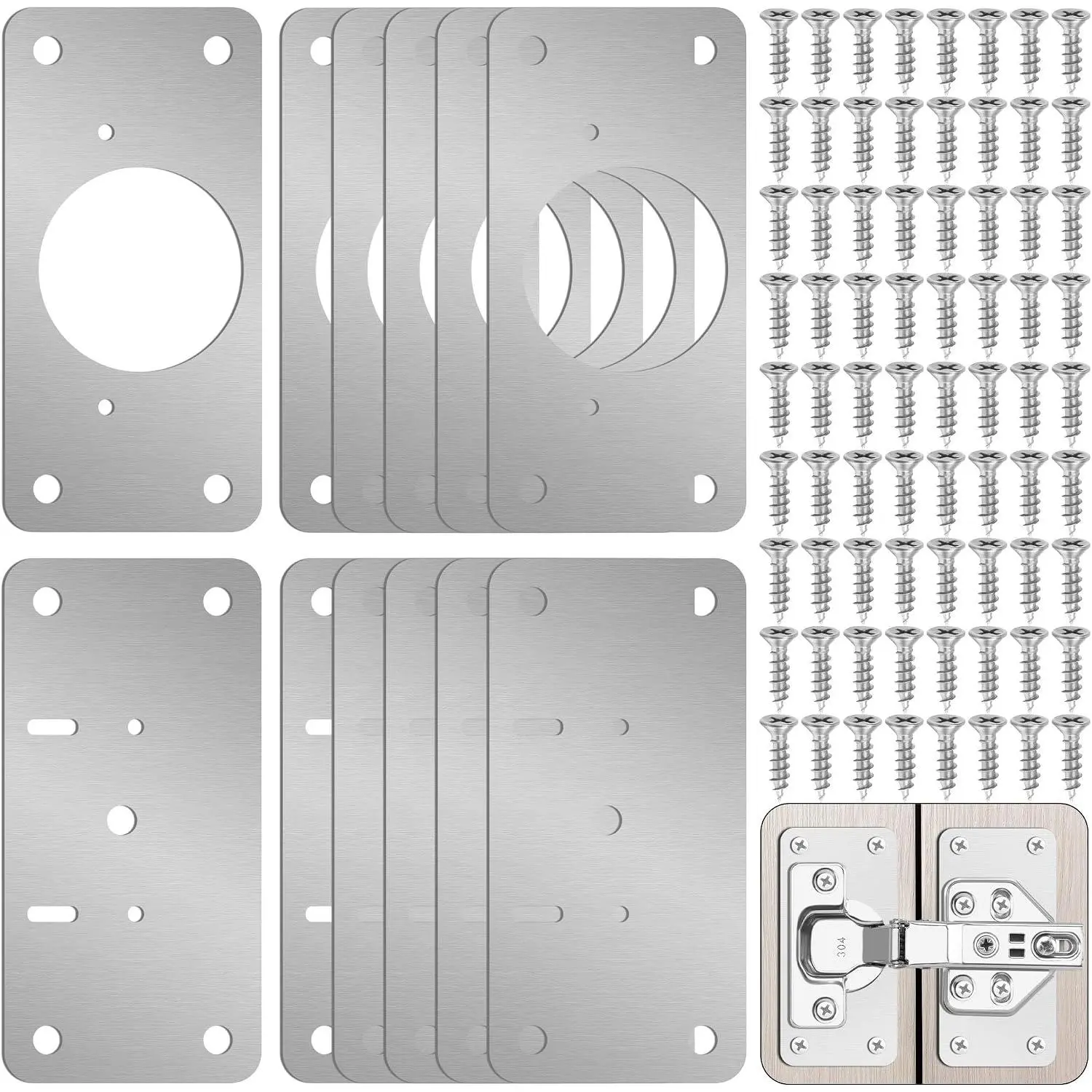 12-Pack Cabinet Hinge Repair Kit - Hinge Fixing Plates for Kitchen, Cupboard, Locker, Cabinet Doors