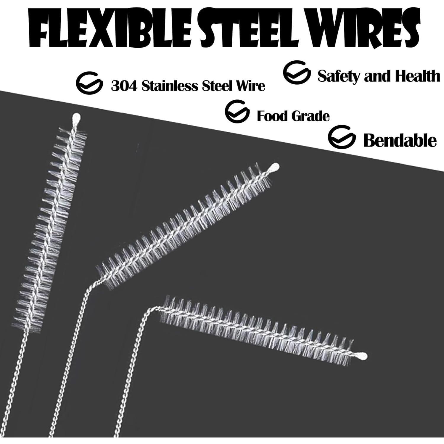 Straw Cleaner Brush Long 10 Inch, Straw Cleaner of Bristles Diameter 10 mm,  Stainless Steel Nylon Straw brush can be  to Clean  Mug, Sippy Cups,  Bottles,Coffee Machine (6 PCS)