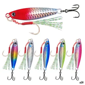 Scale Pattern Metal Lure With Treble Hook, Long Cast Fast Jigging Artificial Bait Simulating Pacific Saury & Hairtail