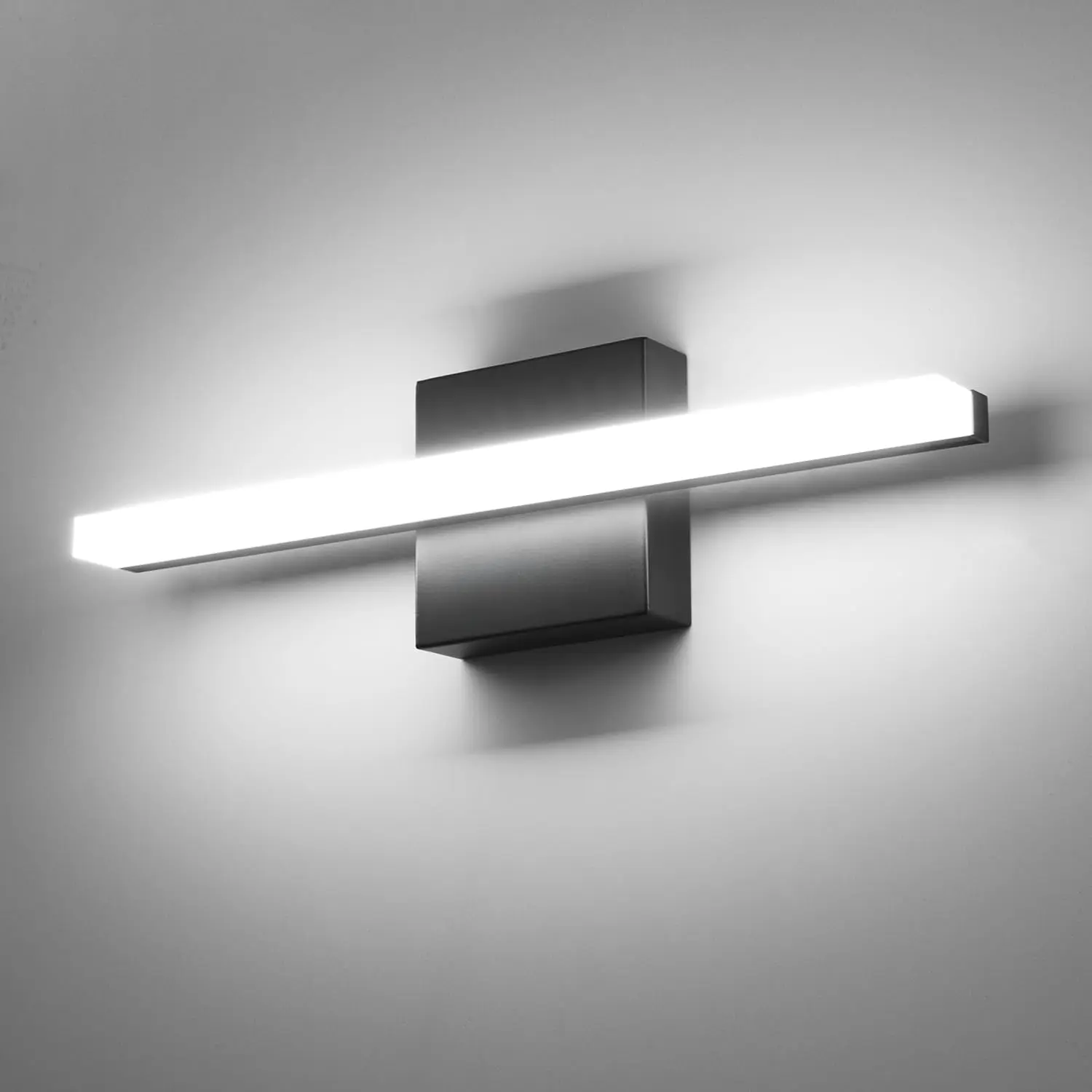 Black Bathroom Light Fixtures Over Mirror Lighting Gentle, 9W 16 Inch Modern LED Small Vanity Lamp Bar IP44 Slim Linear Bath Wall Sconces for Restroom Indoor Cool White 6000K