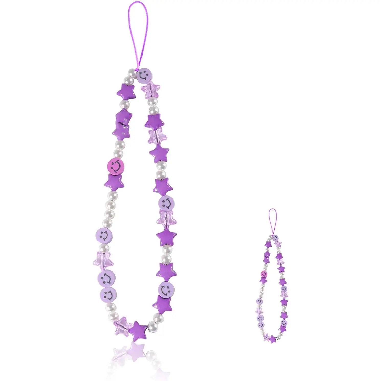 Women's Aesthetic Soft Ceramic Smiley Beaded Phone Charm Lanyard - 1 Count Mobile Phone Accessory for Smartphones, Cellphones, Smartphone, Accessories