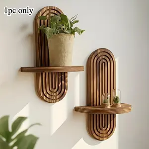 Wooden Wall-Mounted Plant Stand, Small Pot Flower Rack, Decorative Display Shelf for Entryway & Living Room, Natural Wood Finish, Nature Ornaments, Wall Mount Design, Decoration