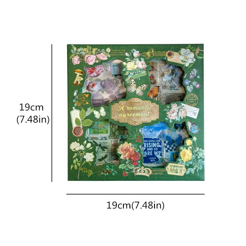 Vintage Material Paper, 100sheets/box Retro Handbook Background Paper, DIY Decorative Sticker Scrapbook Materials For Scrapbooking & Journal Making, Valentine's Day Gift