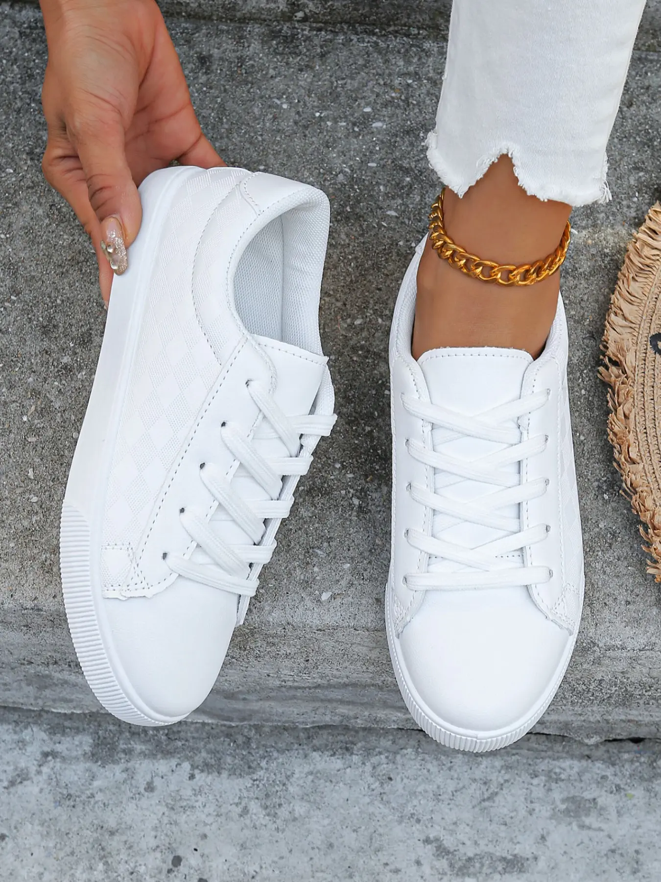 Women's Breathable PU Leather Casual Shoes, Mid Top Plain Design, Soft Rubber Sole, Lightweight & Slip-Resistant, All-Season Comfort, Anti Slip Trainers
