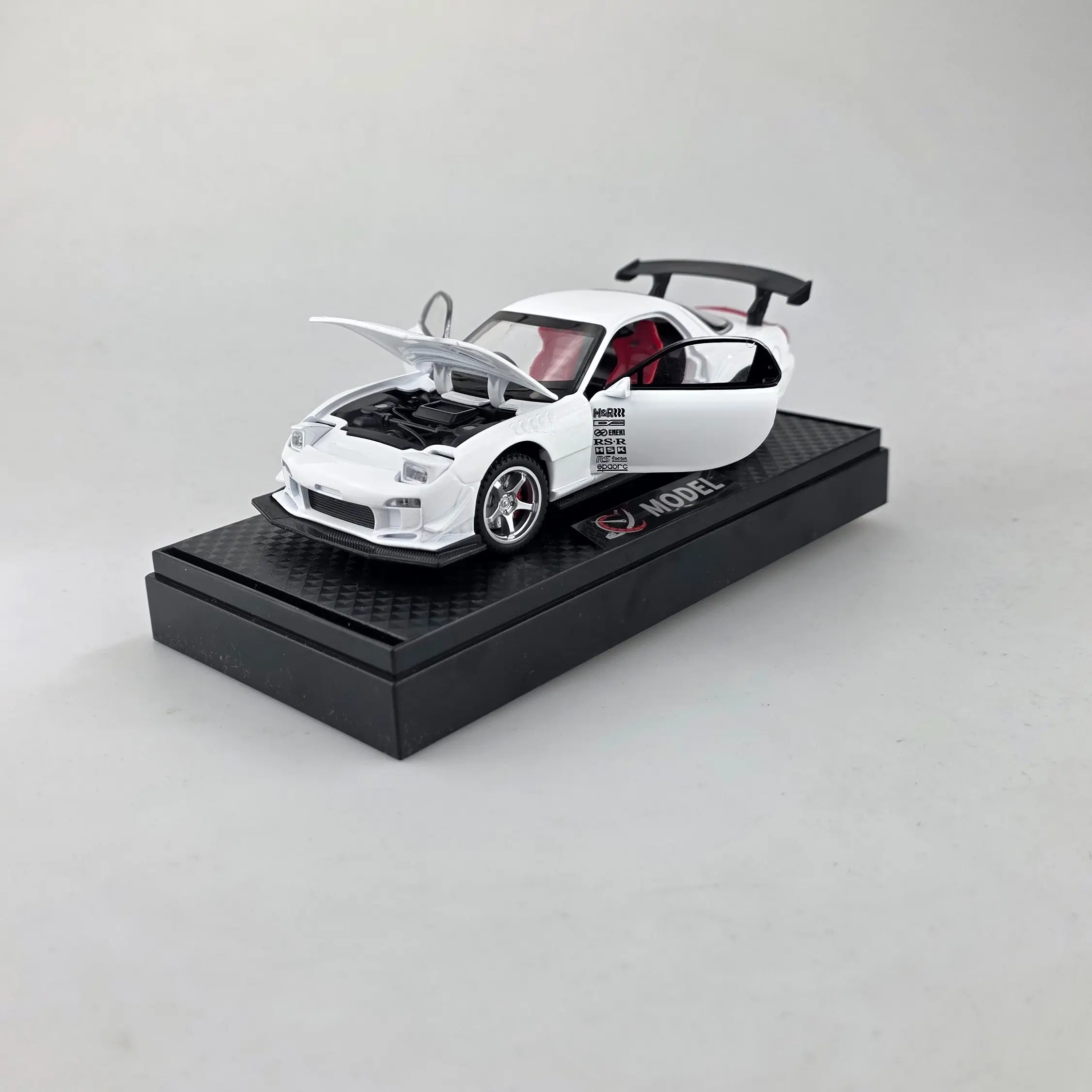 1/32 Alloy Die-Cast Metal Car Model, Mazda Rx7 Wind-Up Car with Lights and Sounds, Birthday Gift, Playtime, Miniature Car, High Precision, Diecast Car Model, Light Up Cars