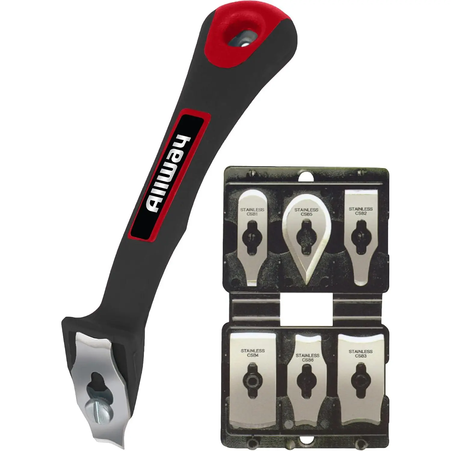 ALLWAY CS6 Model Soft-Grip Contour Scraper Set, Including 6 Steel Blades and a Blade File