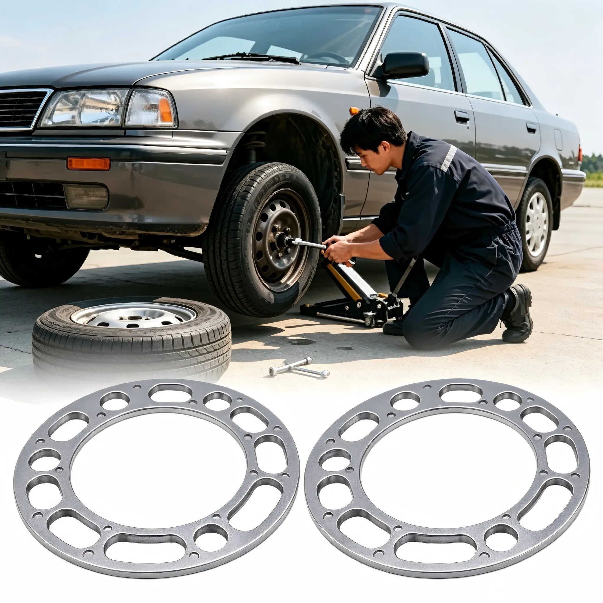 2-Pack Universal Car HUB Tire Spacer Adapter Plate, Et Pad, Friction Pad, 3mm Thickness, Fits 4x100, 4x114.3, 5x100, 5x108, 5x114.3, 5x120