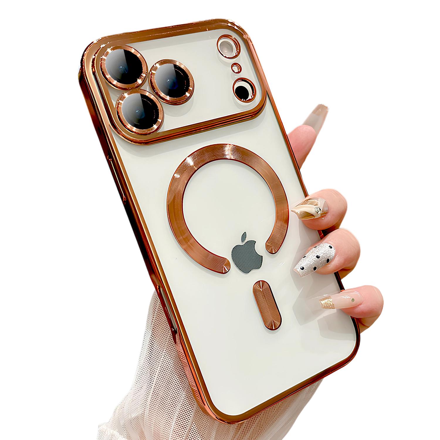 Magnetic for iPhone 17 Pro Max 16 15 14 13 Case Compatible with MagSafe Military Grade Drop Protection Full Camera Lens Protector Plating Soft Clear Phone Case for Women Men
