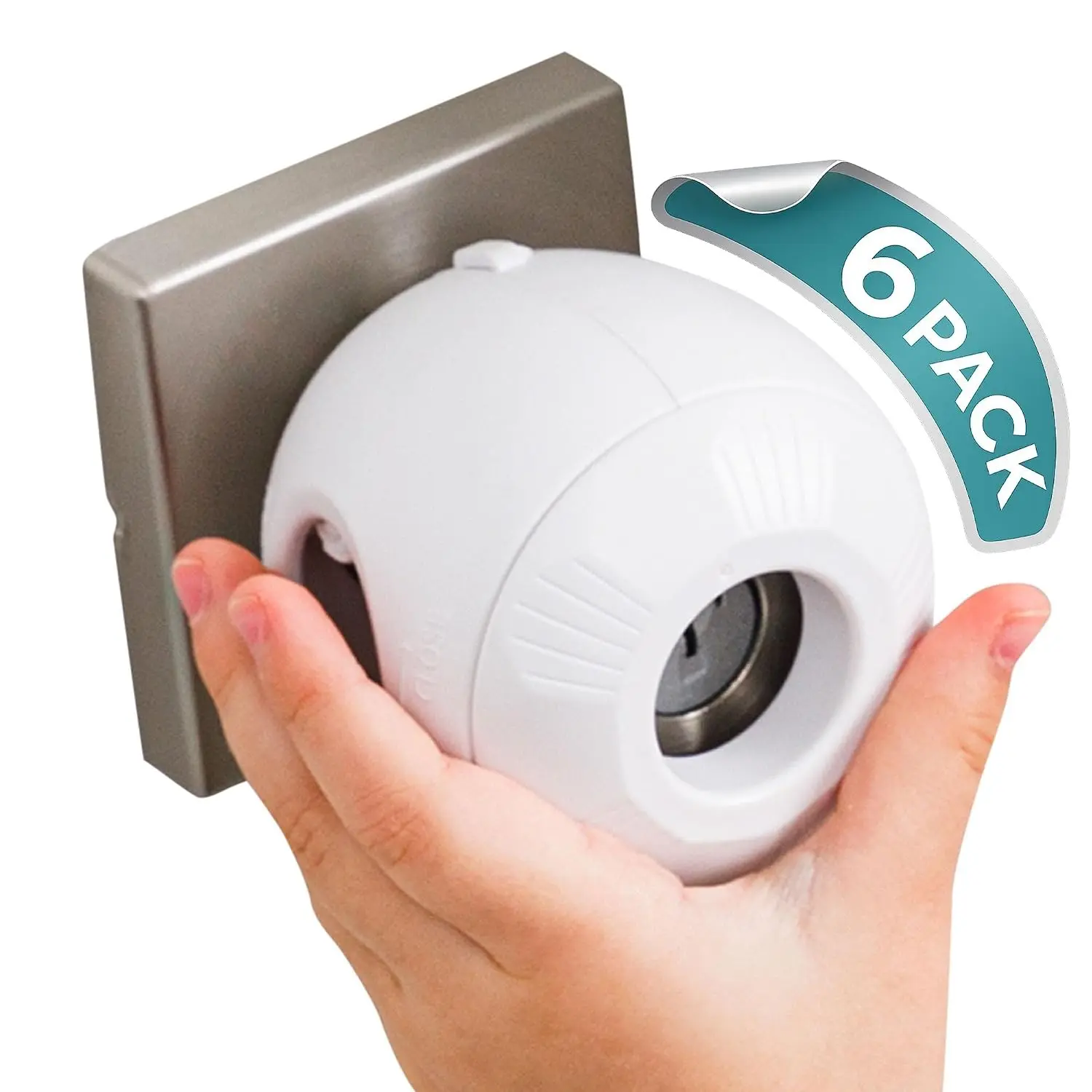 Door Knob Safety Covers for Kids (6 Pack) - Hard-to-Remove Dual-Lock Baby Proof Door Handle Locks, Reusable, Tool-Free Easy Install, WhiteGift